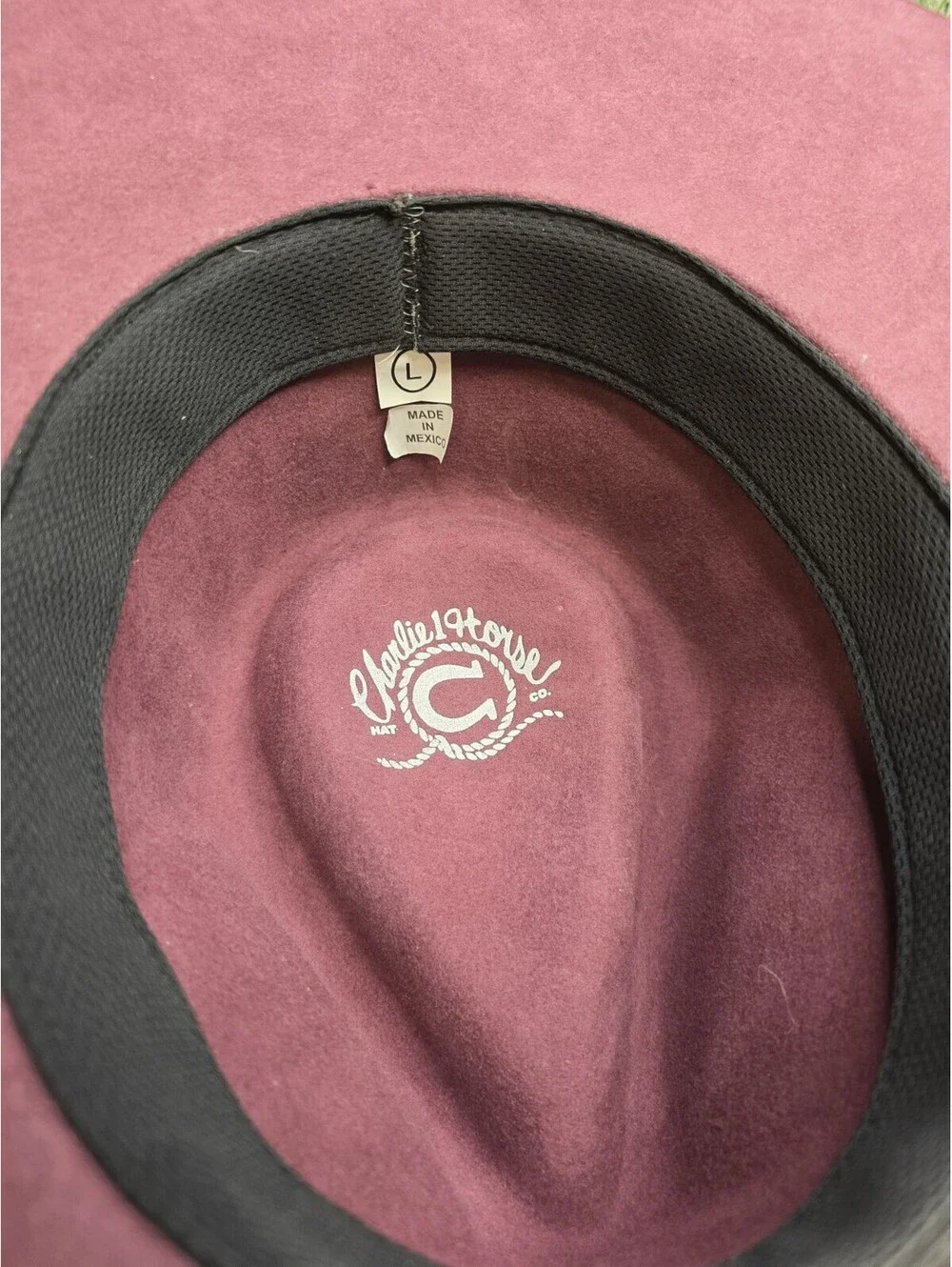 Charlie 1 Horse Women's Highway Hat Burgundy Wool Felt Western Boho - Size Large